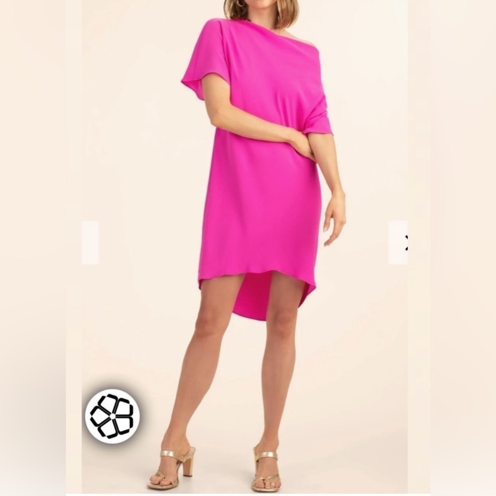 Trina Turk Islet Dress Hot Pink High Low Hem Flowy Romantic Vacation Medium